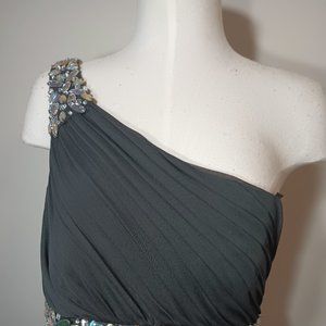 City Triangleo party black dress sz 13 beaded womens-